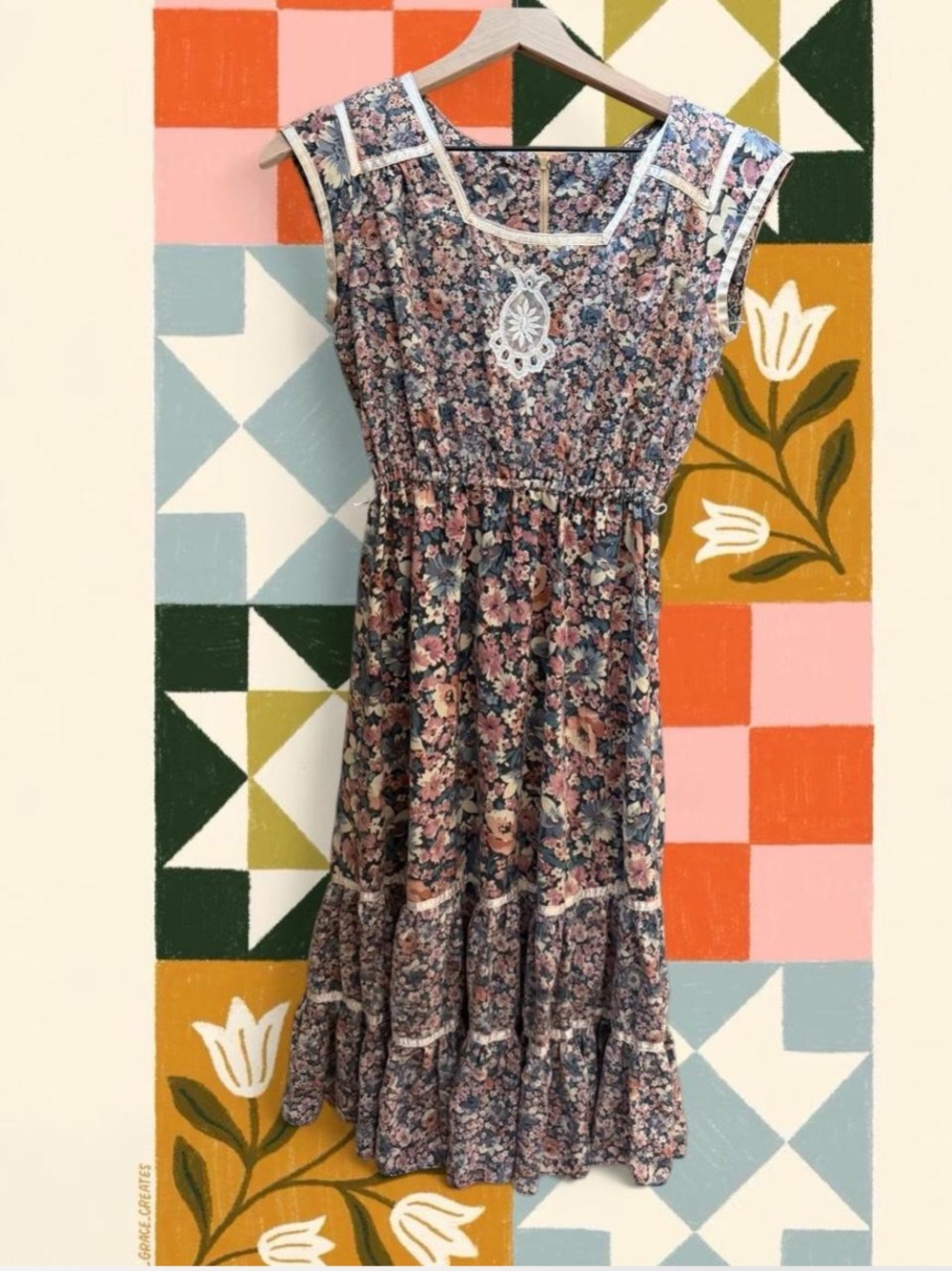AUTHENTIC VINTAGE 1970s Candi Jones California Prairie Maxi Dress